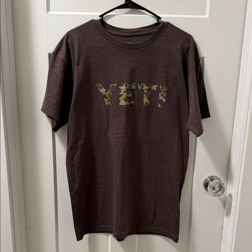 Yeti Brown Tee with Green Camo Logo